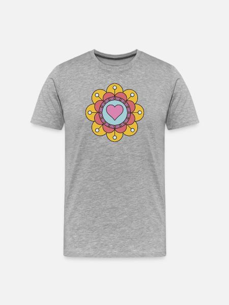 Cute Funky Hippie Boho Flower - Men's Premium Organic T-Shirt - heather grey