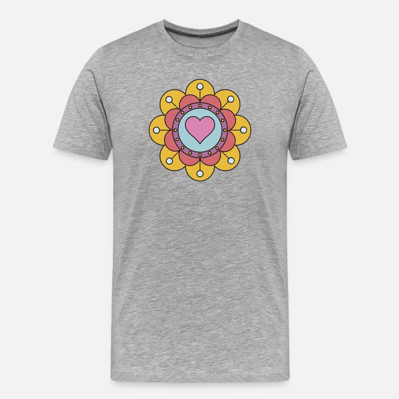 Niedliche Funky Hippie Boho Blume - Männer Premium Bio T-Shirt - Grau meliert