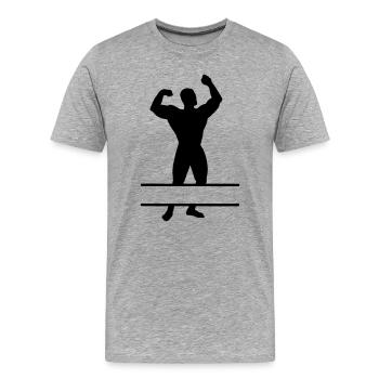 Bodybuilder mit Textraum - Männer Premium Bio T-Shirt - Grau meliert - Vorne - Damien (186cm)
