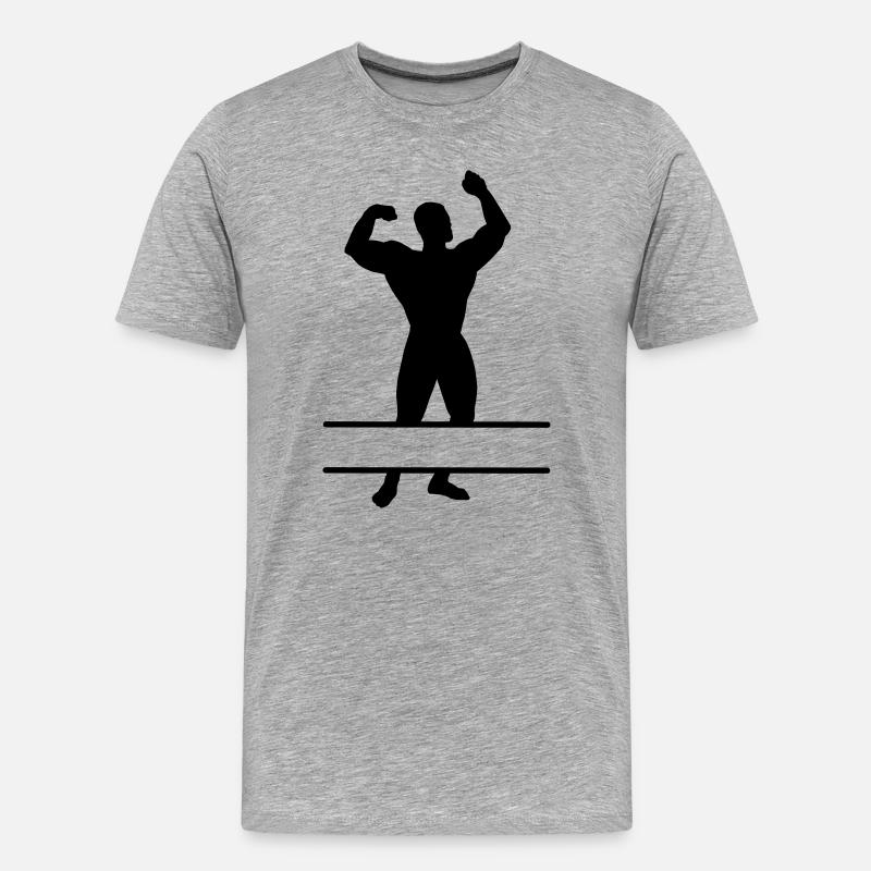 Bodybuilder mit Textraum - Männer Premium Bio T-Shirt - Grau meliert