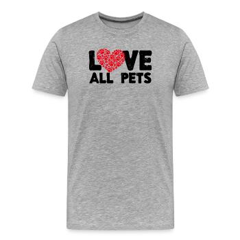 Animaux de compagnie Coeur Déclaration J’aime les animaux Animal de compagnie - T-shirt bio Premium Homme - gris chiné - Devant - Damien (186cm)