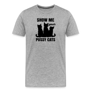 Animaux Déclaration Chat Animaux Animal préféré - T-shirt bio Premium Homme - gris chiné - Devant - Damien (186cm)