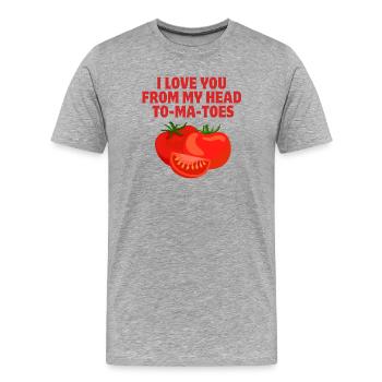 I love you, amour, tomatoes - T-shirt bio Premium Homme - gris chiné - Devant - Damien (186cm)