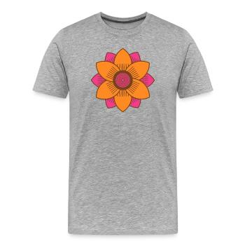 Style rétro du milieu du siècle Rose et Orange Fleur - T-shirt bio Premium Homme - gris chiné - Devant - Damien (186cm)