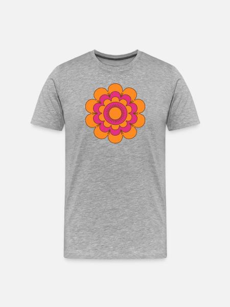 Estilo hippie Mid-Century Pink And Orange Retro Flo - Camiseta orgánica premium hombre - gris jaspeado