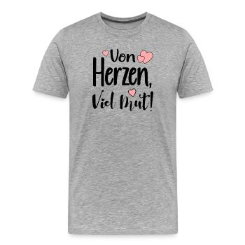 VON HERZEN - VIEL MUT SPRÜCHE - Männer Premium Bio T-Shirt - Grau meliert - Vorne - Damien (186cm)