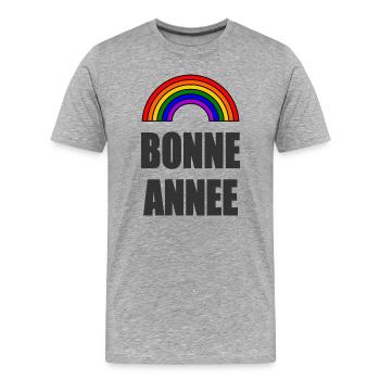NOËL.BONNE ANNEE. SAINT SYLVESTRE. NOUVELLE ANNÉE. - T-shirt bio Premium Homme - gris chiné - Devant - Damien (186cm)