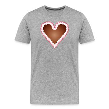 Lebkuchenherz Volksfest mit Zuckerguß umrandet - Männer Premium Bio T-Shirt - Grau meliert - Vorne - Damien (186cm)