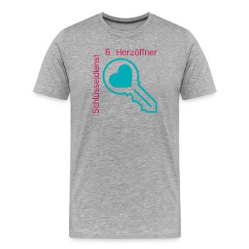 Schlüsseldienst und Herzöffner - Männer Premium Bio T-Shirt - Grau meliert - Vorne - Damien (186cm)