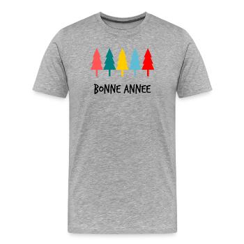 NOËL.BONNE ANNEE. SAINT SYLVESTRE. NOUVELLE ANNÉE. - T-shirt bio Premium Homme - gris chiné - Devant - Damien (186cm)