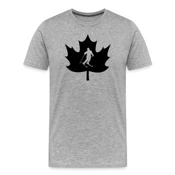 Canada maple leaf with cut-out skier logo - Men's Premium Organic T-Shirt - heather grey - Front - Damien (186cm)