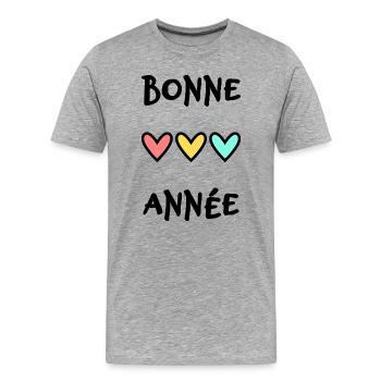 BONNE ANNEE. SAINT SYLVESTRE. NOUVELLE ANNÉE - T-shirt bio Premium Homme - gris chiné - Devant - Damien (186cm)