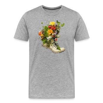 Empreinte écologique Climatiquement neutre, protection de l’environnement - T-shirt bio Premium Homme - gris chiné - Devant - Damien (186cm)