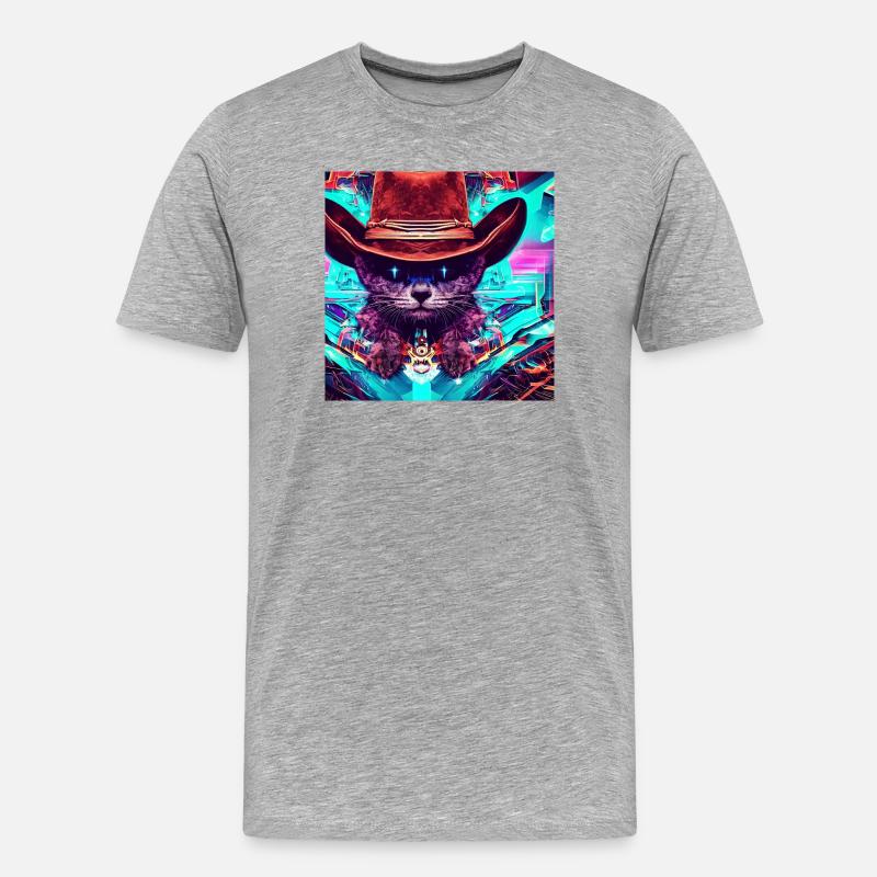 SpaceCat - Männer Premium Bio T-Shirt - Grau meliert