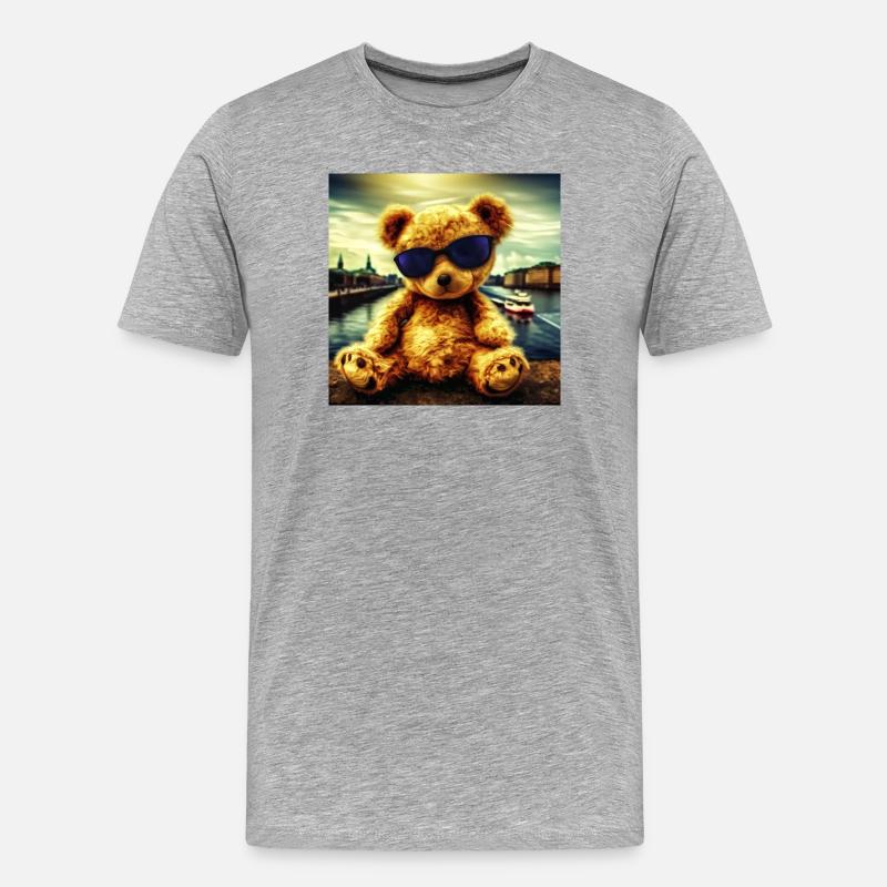 Teddy in Hamburg - Männer Premium Bio T-Shirt - Grau meliert