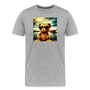 Teddy goes Wild - Männer Premium Bio T-Shirt - Grau meliert - Vorne - Damien (186cm)