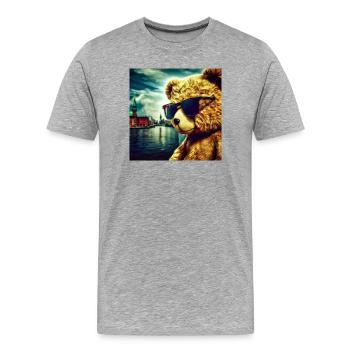 Teddy on Tour - Männer Premium Bio T-Shirt - Grau meliert - Vorne - Damien (186cm)