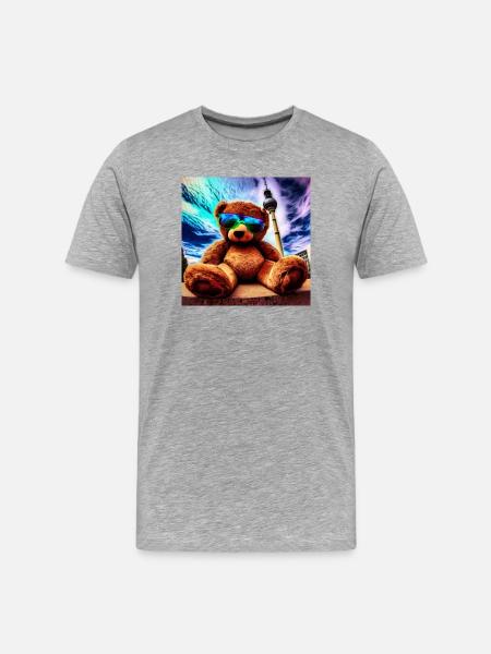 Teddy in Berlin II - Männer Premium Bio T-Shirt - Grau meliert