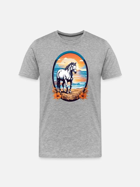 Horse on the beach - Men's Premium Organic T-Shirt - heather grey