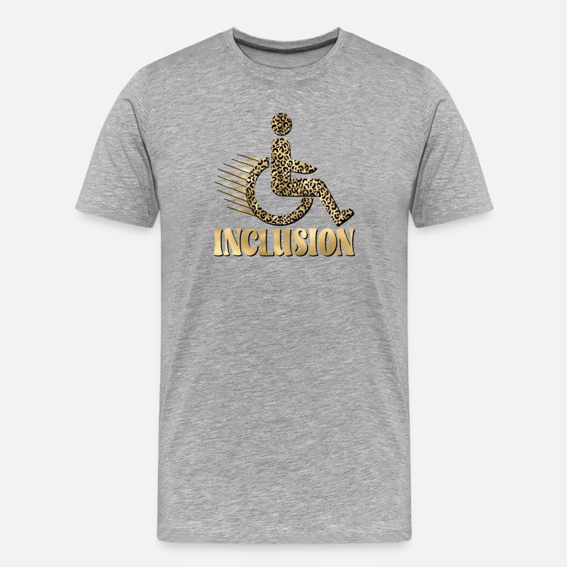 INKLUSION ROLLSTUHL LEOPARDENMUSTER - Männer Premium Bio T-Shirt - Grau meliert