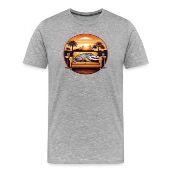 Alligator sur canapé - T-shirt bio Premium Homme - gris chiné - Devant - Damien (186cm)