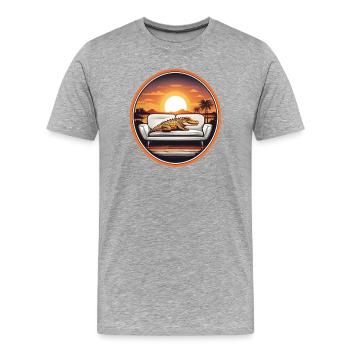 Alligator sur canapé - T-shirt bio Premium Homme - gris chiné - Devant - Damien (186cm)