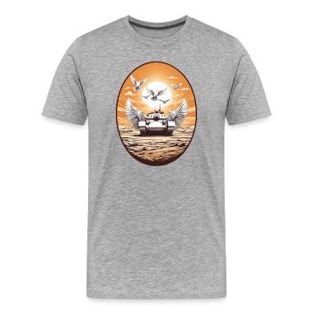 Panzer mit Friedenstauben - Männer Premium Bio T-Shirt - Grau meliert - Vorne - Damien (186cm)