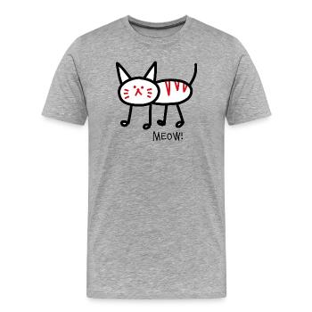 meow! weiss - Männer Premium Bio T-Shirt - Grau meliert - Vorne - Damien (186cm)