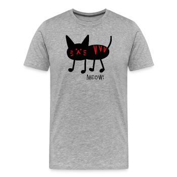 meow! schwarz - Männer Premium Bio T-Shirt - Grau meliert - Vorne - Damien (186cm)