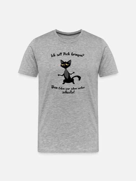 Ich soll Pech bringen? - Männer Premium Bio T-Shirt - Grau meliert