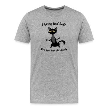 I bring bad luck - Männer Premium Bio T-Shirt - Grau meliert - Vorne - Damien (186cm)
