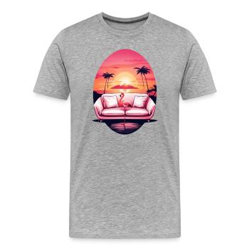 Canapé Flamingo - T-shirt bio Premium Homme - gris chiné - Devant - Damien (186cm)
