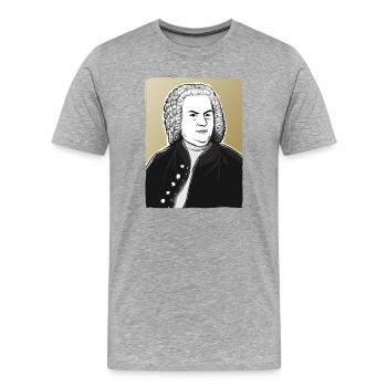 Johann Sebastian Bach in black, white and gold - Men's Premium Organic T-Shirt - heather grey - Front - Damien (186cm)