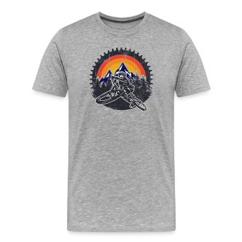 Sunset Peaks MTB Dash - Männer Premium Bio T-Shirt - Grau meliert - Vorne - Damien (186cm)