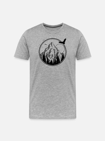 Mitternachtsvogel-Silhouette - Männer Premium Bio T-Shirt - Grau meliert