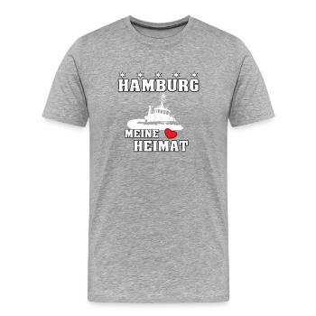 Hamburg Heimat mit Schlepper - Männer Premium Bio T-Shirt - Grau meliert - Vorne - Damien (186cm)