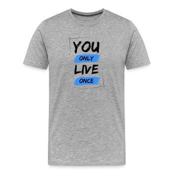 YOLO - You Only Live Once / ONE LIVE - Männer Premium Bio T-Shirt - Grau meliert - Vorne - Damien (186cm)