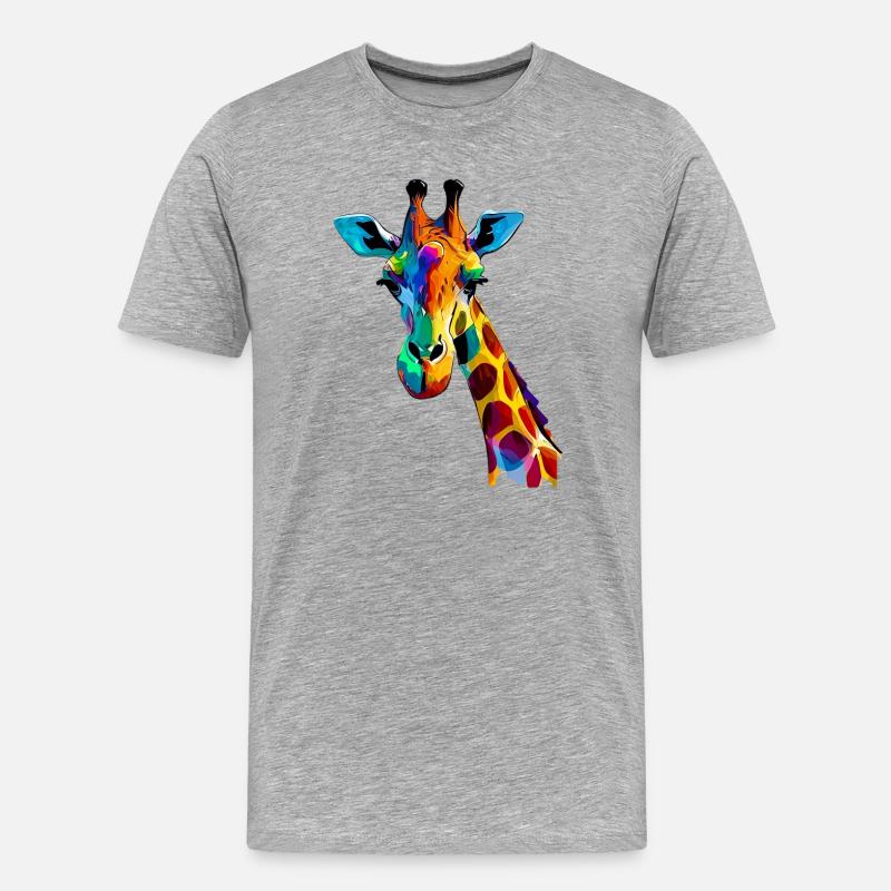 Giraffe - Männer Premium Bio T-Shirt - Grau meliert