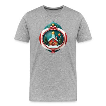 Cabane de Noël - T-shirt bio Premium Homme - gris chiné - Devant - Damien (186cm)