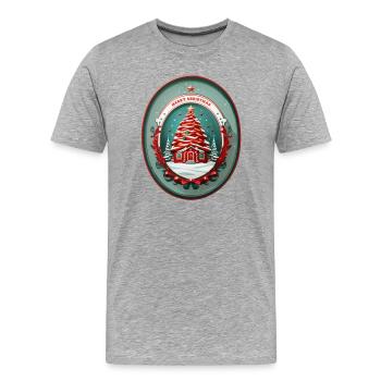 Cabane de Noël - T-shirt bio Premium Homme - gris chiné - Devant - Damien (186cm)