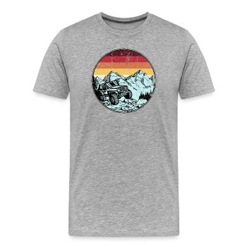 Retro Jeep Peaks Sunset - Men's Premium Organic T-Shirt - heather grey - Front - Damien (186cm)