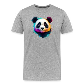 Panda - Männer Premium Bio T-Shirt - Grau meliert - Vorne - Damien (186cm)