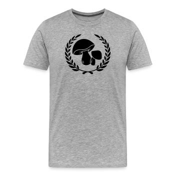 Champignons dans une couronne de laurier - T-shirt bio Premium Homme - gris chiné - Devant - Damien (186cm)