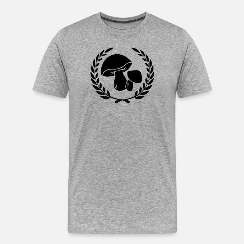 Champignons dans une couronne de laurier - T-shirt bio Premium Homme - gris chiné