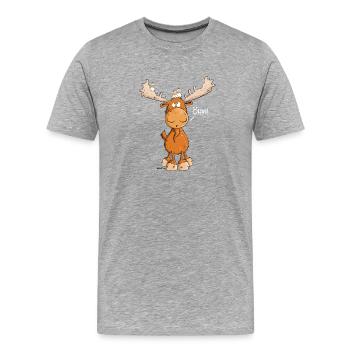 Drôle d’orignal I orignal I cerf renne - T-shirt bio Premium Homme - gris chiné - Devant - Damien (186cm)
