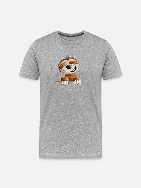 Kleines Faultier Für Faulenzer - Männer Premium Bio T-Shirt - Grau meliert