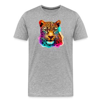 Leopard - Men's Premium Organic T-Shirt - heather grey - Front - Damien (186cm)