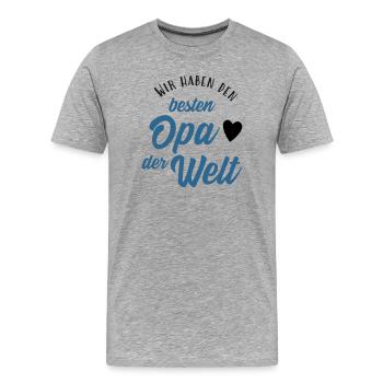 Wir haben den besten Opa der Welt - Männer Premium Bio T-Shirt - Grau meliert - Vorne - Damien (186cm)