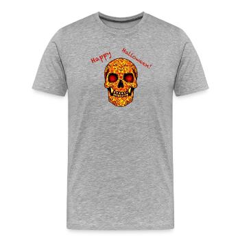 Scary Halloween skull - Men's Premium Organic T-Shirt - heather grey - Front - Damien (186cm)