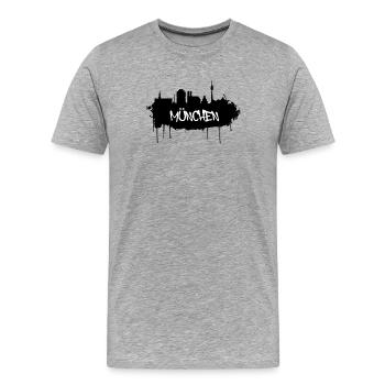 München Graffiti Skyline - Männer Premium Bio T-Shirt - Grau meliert - Vorne - Damien (186cm)